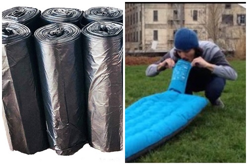 inflate air mattress with garbage bag